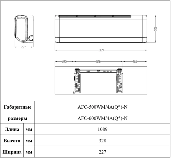 Настенные фанкойлы серии MHW Q габаритные размеры 2
